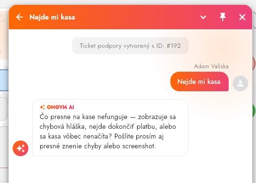 OnGym podpora s AI agentem