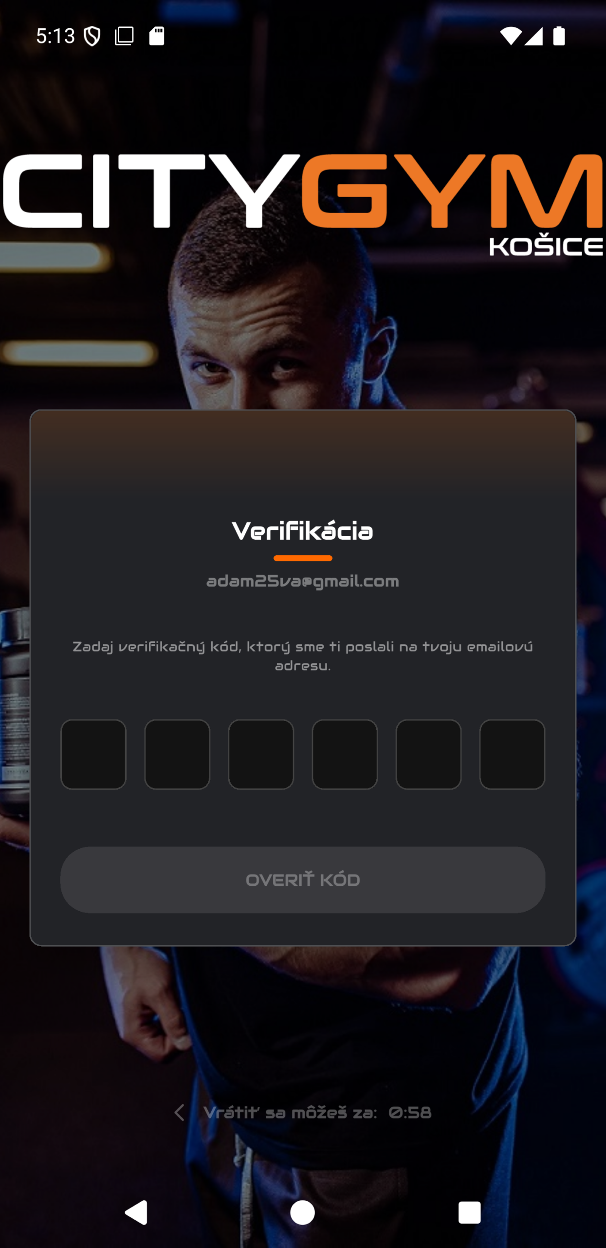 Branded aplikace fitness centra, ukázka designu