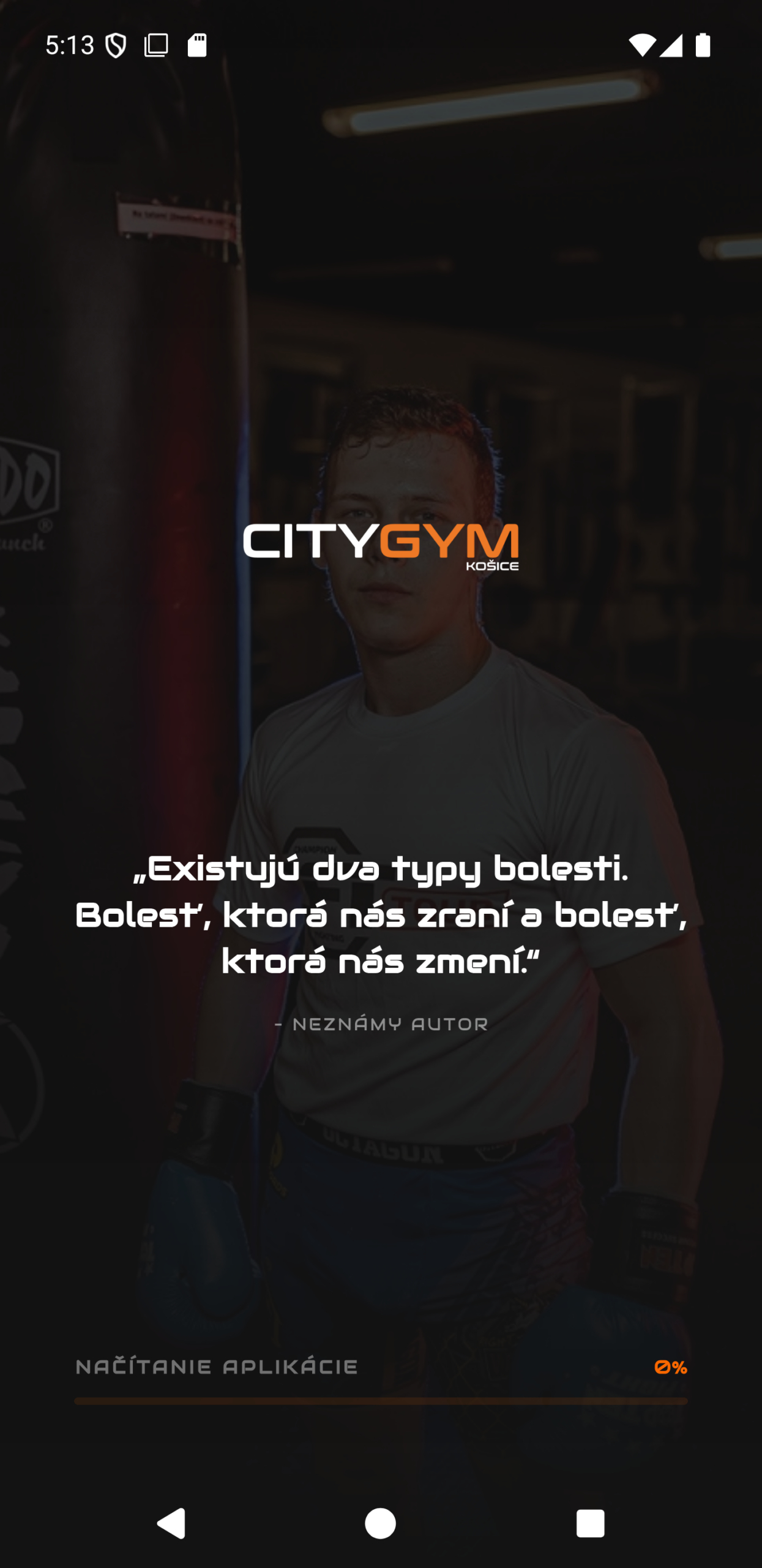 Branded aplikace fitness centra, ukázka designu